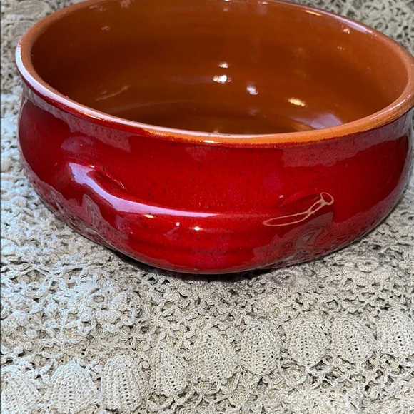 Red Italian Ceramic Soup Bowl with Handles De Silva - Picture 4 of 9